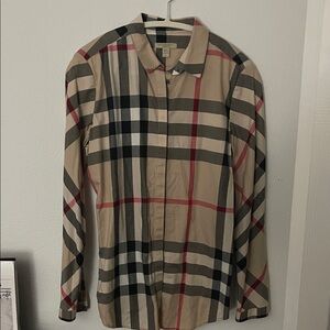 Burberry Beige and Red Plaid Shirt